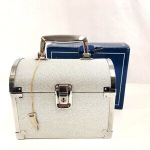 International Silver Co Metallic Vinyl Travel Case Metal Trim Hardshell w/ Box